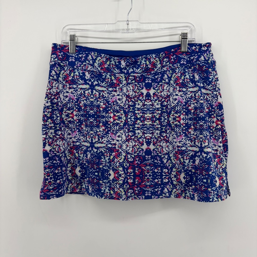 Tranquility Womens Large Blue Paisley Athletic Active Skort Built-in Shorts
